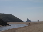 SX14165 View to Church Rock over Broad Haven beach and stream.jpg